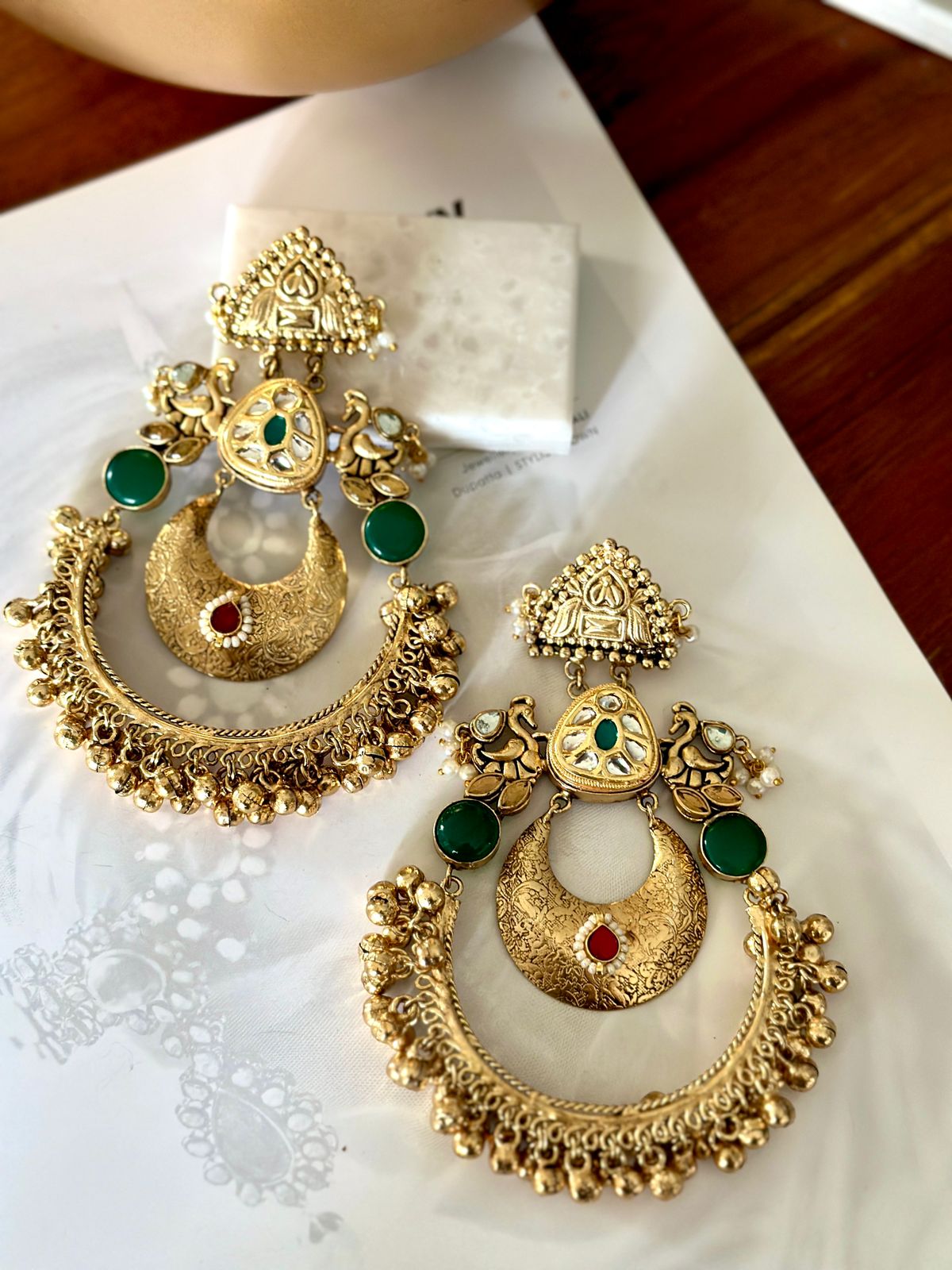 Statement chandbalis in antique gold