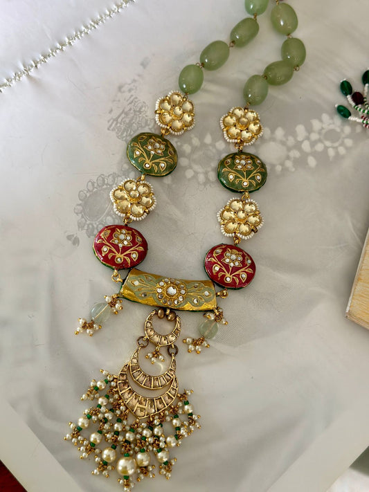 Gold plated meenakari neckpiece