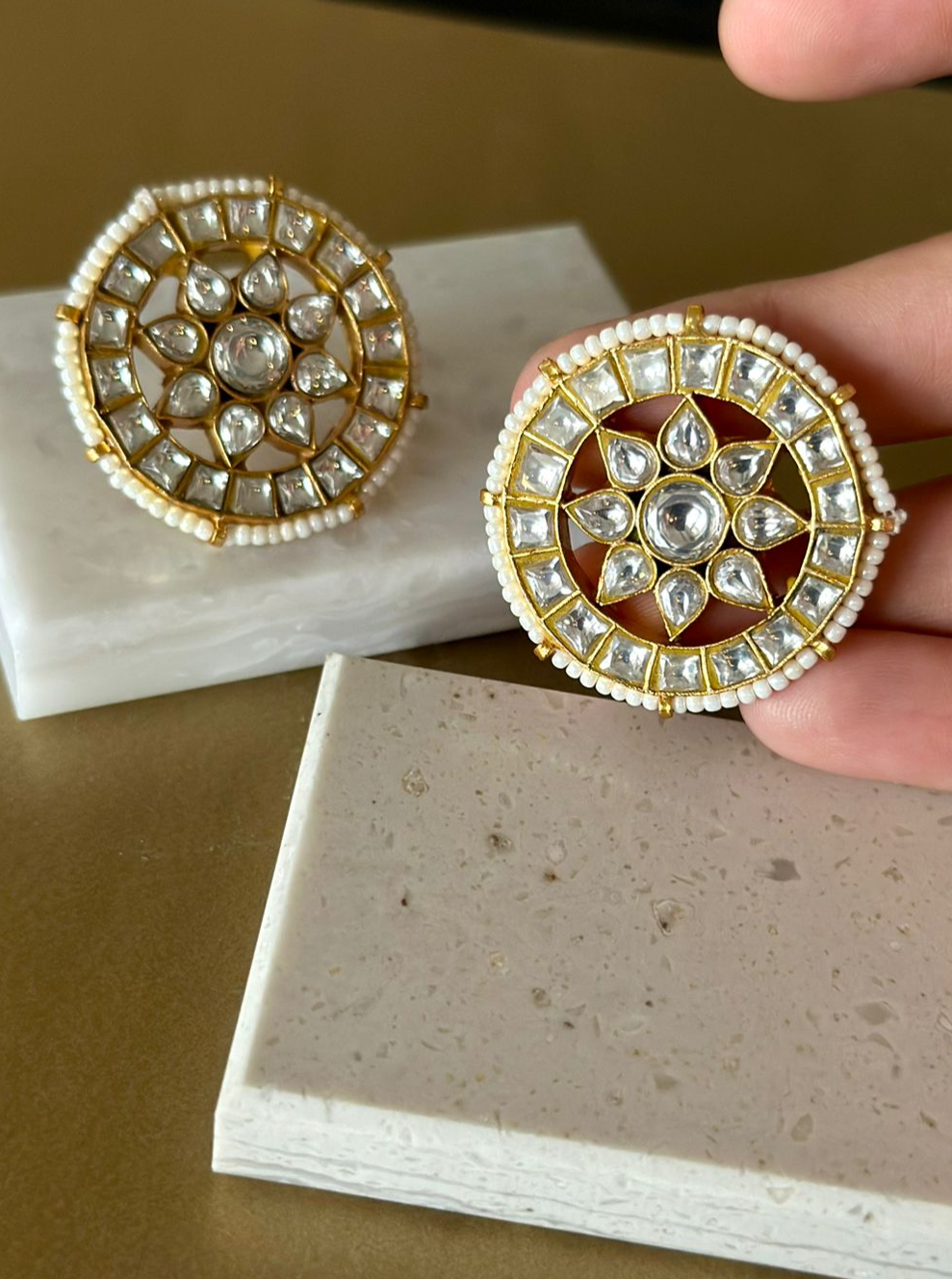 Kundan studs with polki