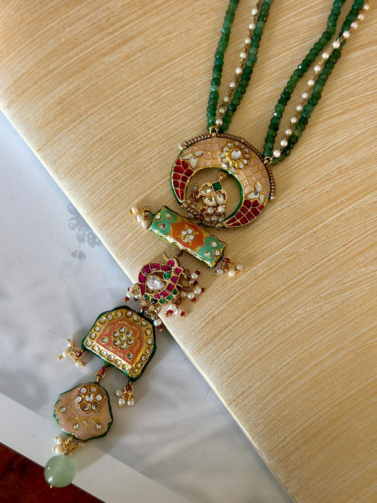 Long pendant meenakari necklace