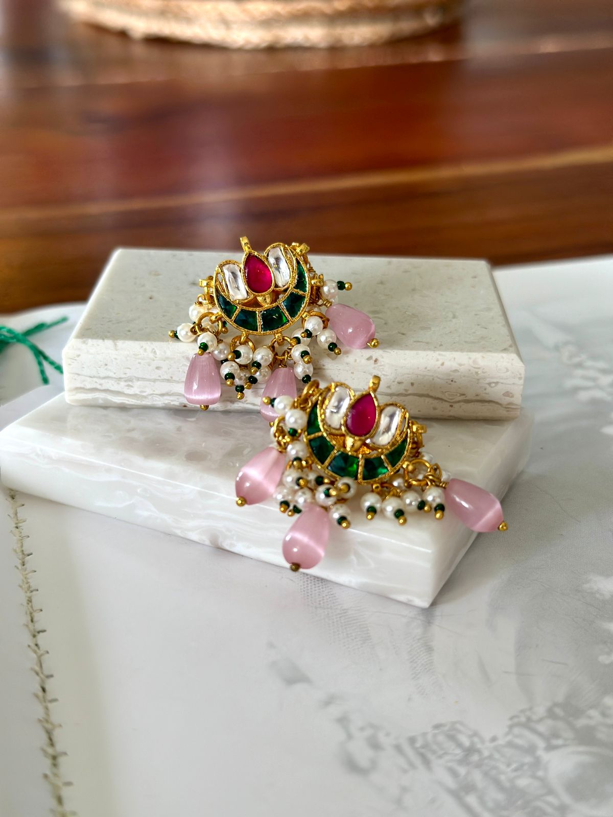 Kundan polki layred pendent set with chain