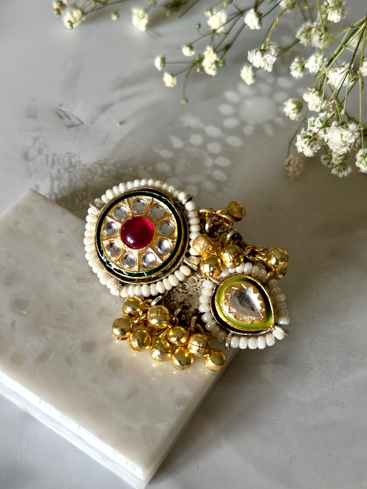 Ghungroo kundan ring