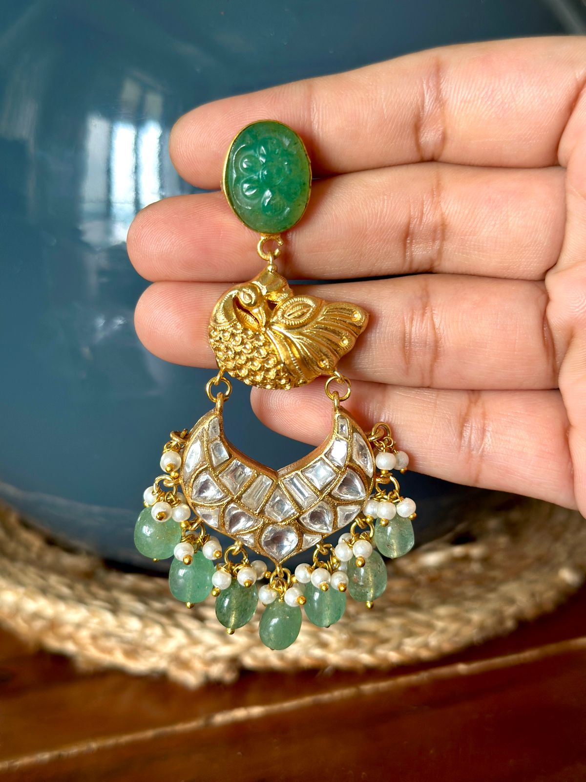 Polki with green stones earrings.