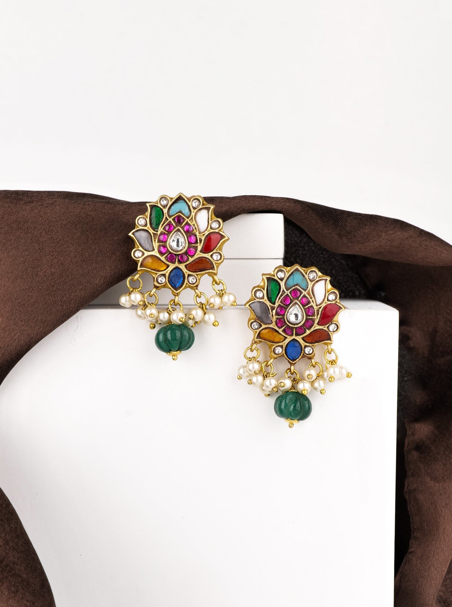 Semiprecious stones lotus earrings