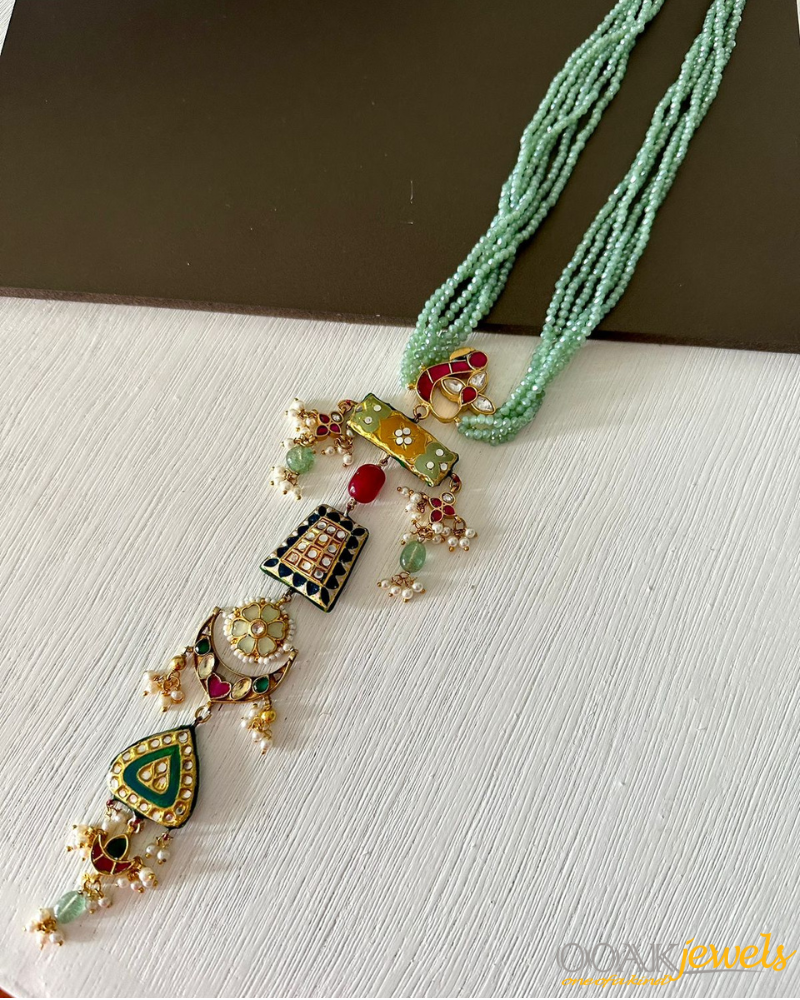 Multicoloured long pendant necklace