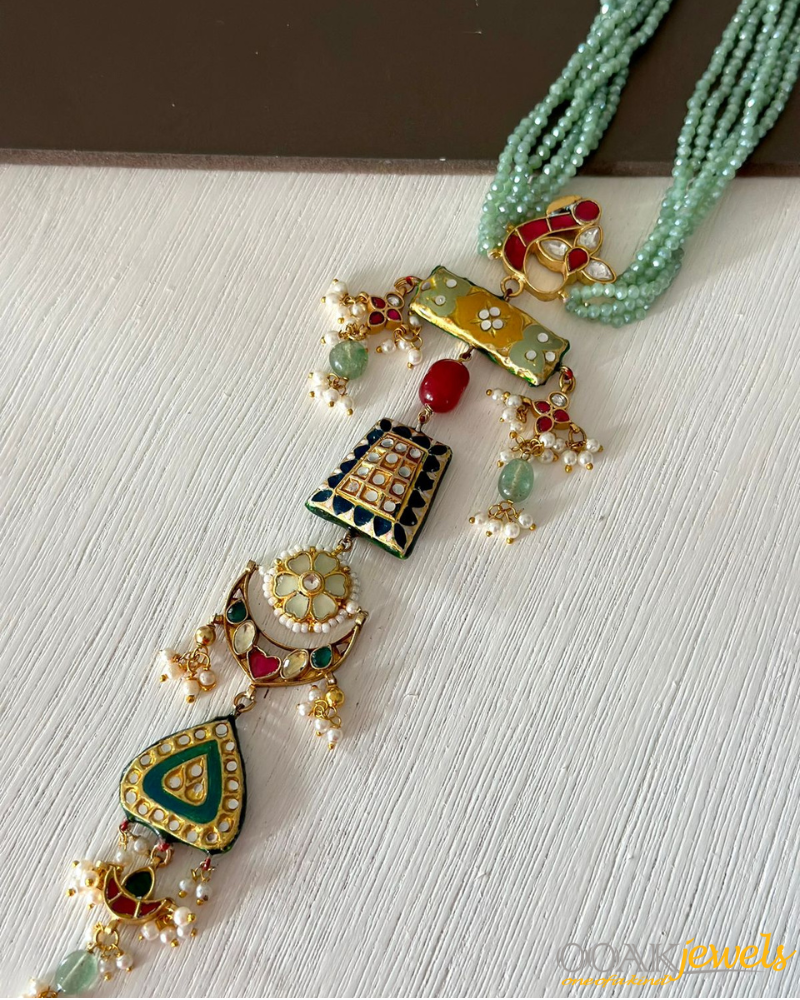 Multicoloured long pendant necklace