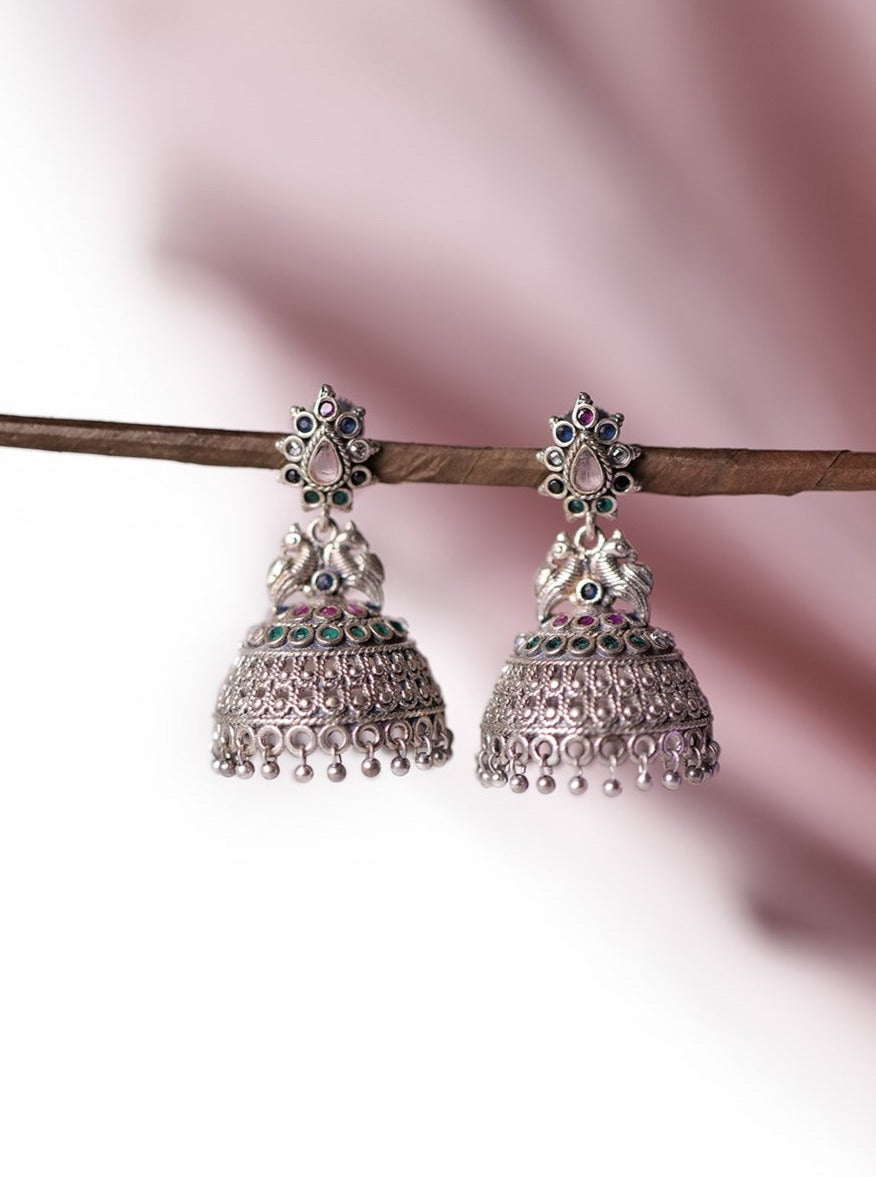 Silver jhumkis with fine work