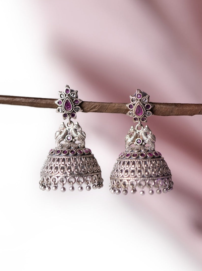 Silver jhumkis with fine work