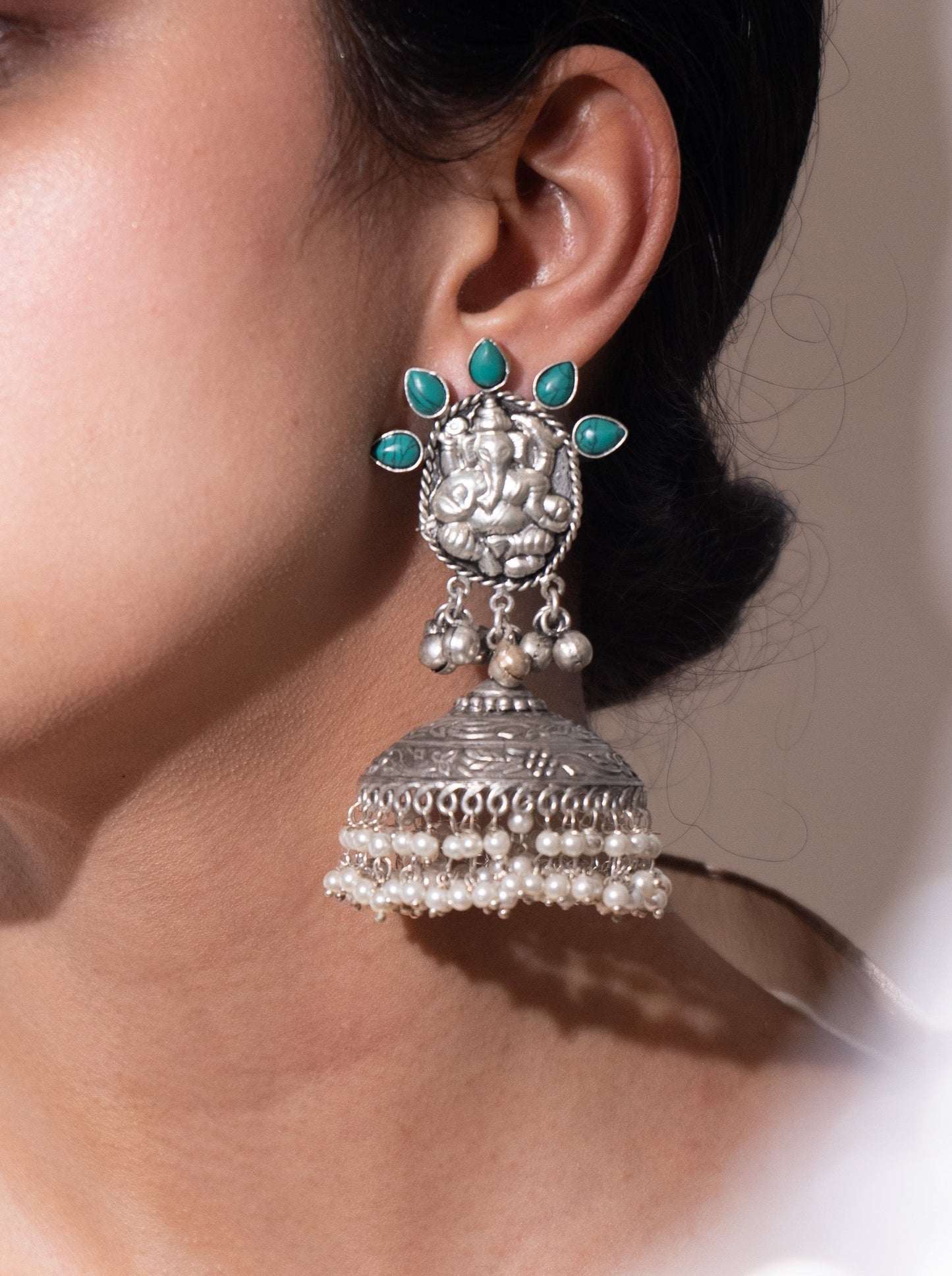 Ganeshji silver jhumkis