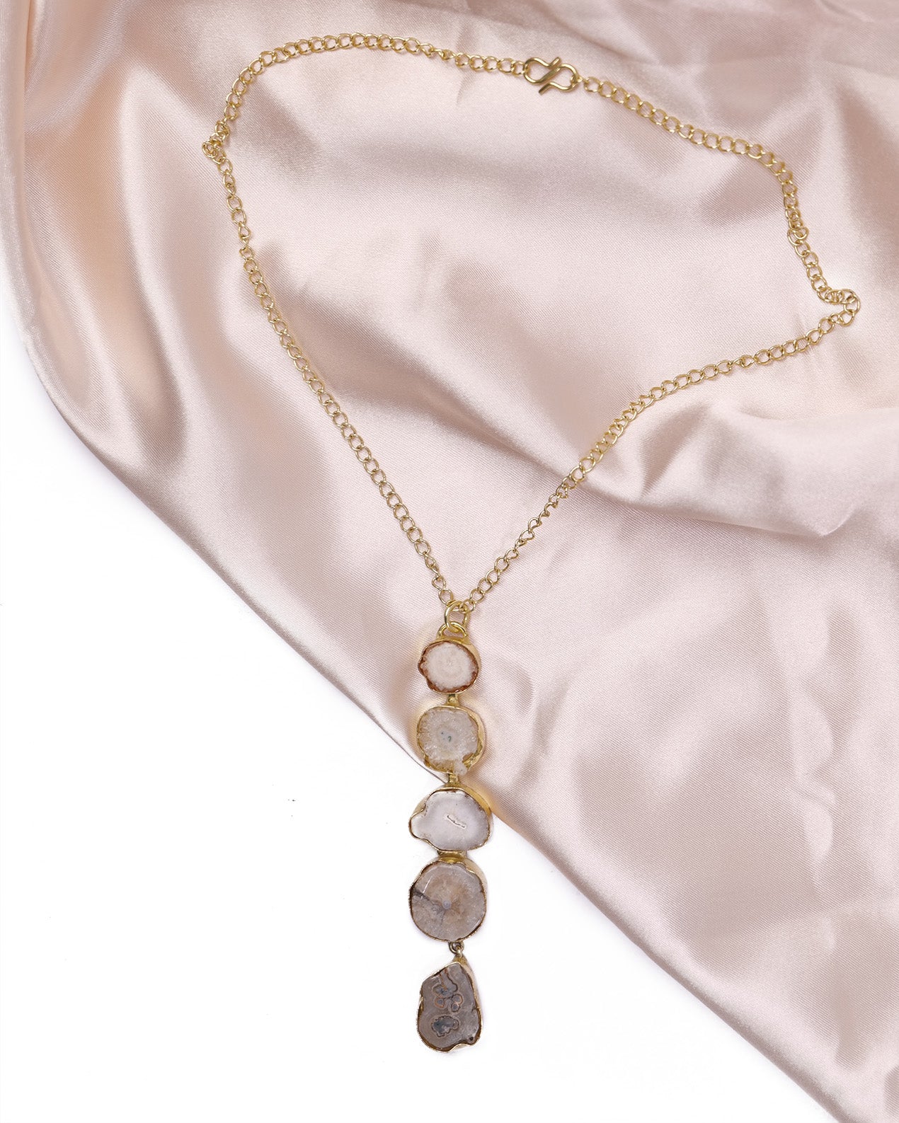 Natural stone long pendant with chain