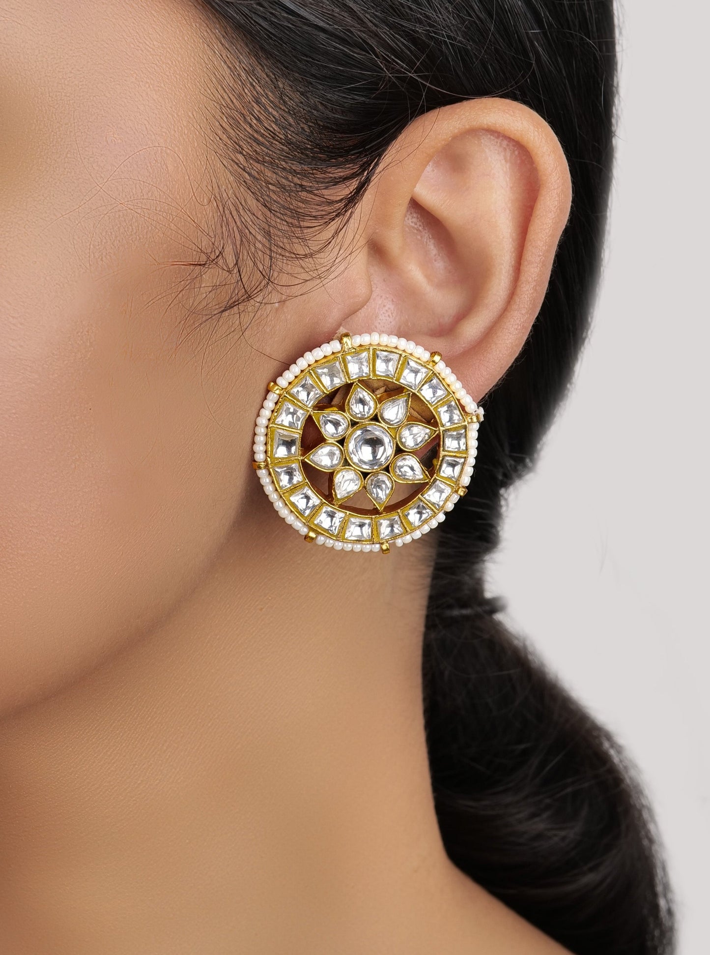 Kundan studs with polki