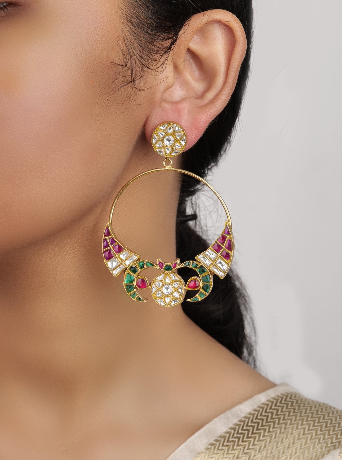 Handmade kundan hoops