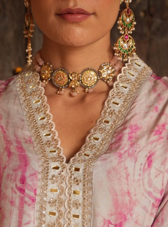 Multicoloured meenakari choker