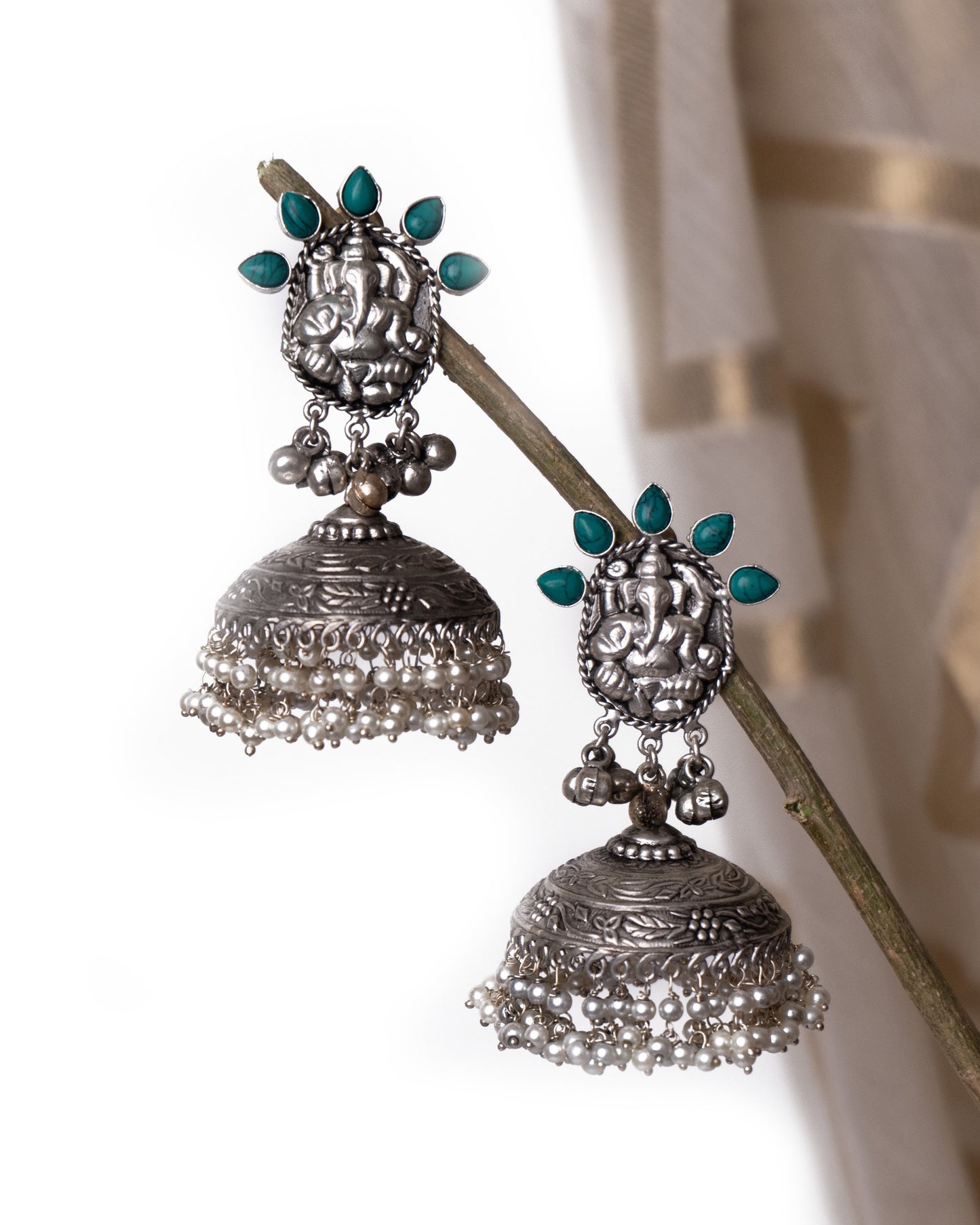 Ganeshji silver jhumkis