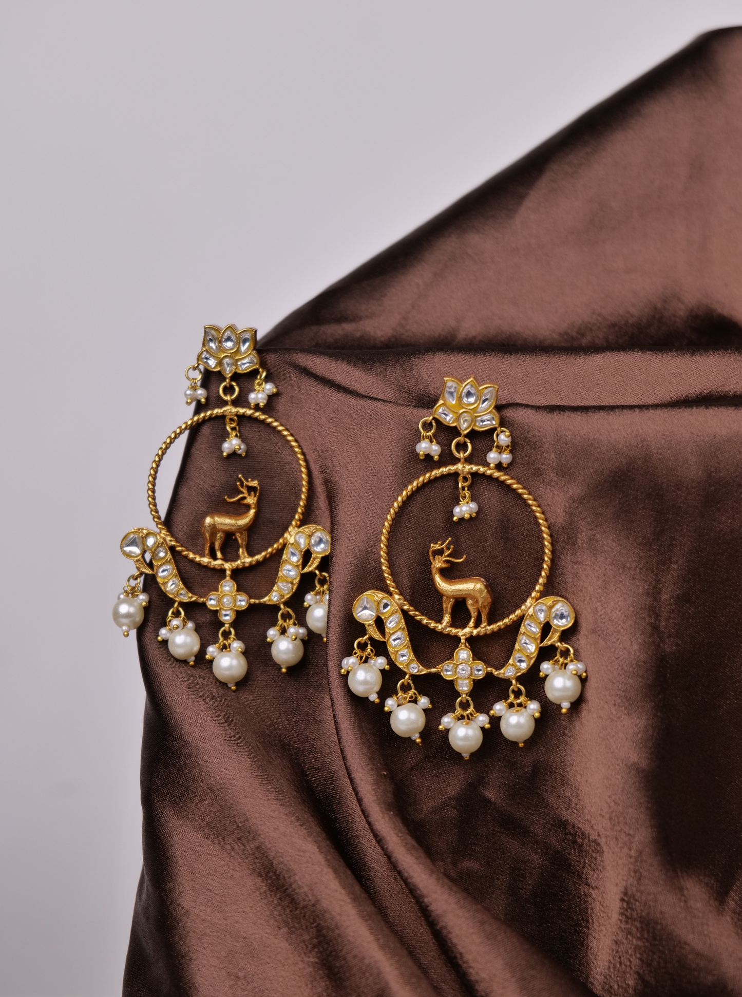 Kundan deer earrings