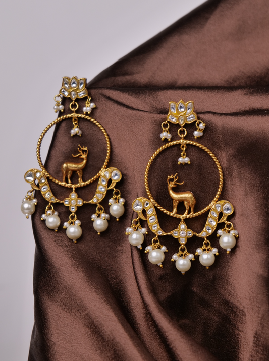 Kundan deer earrings