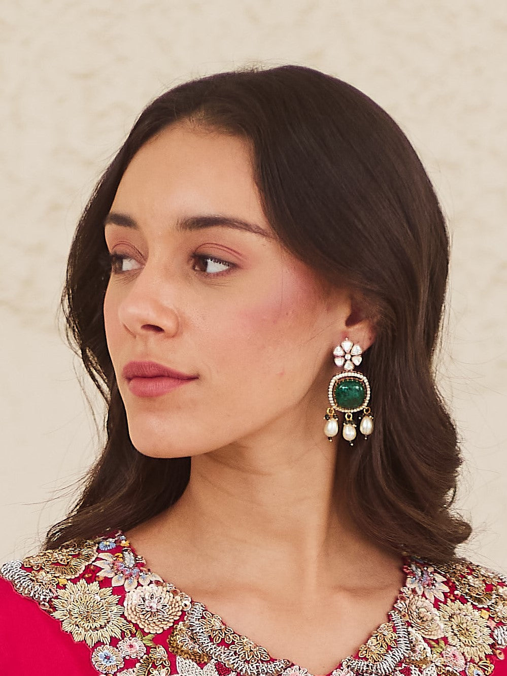 Doublet green stone earrings