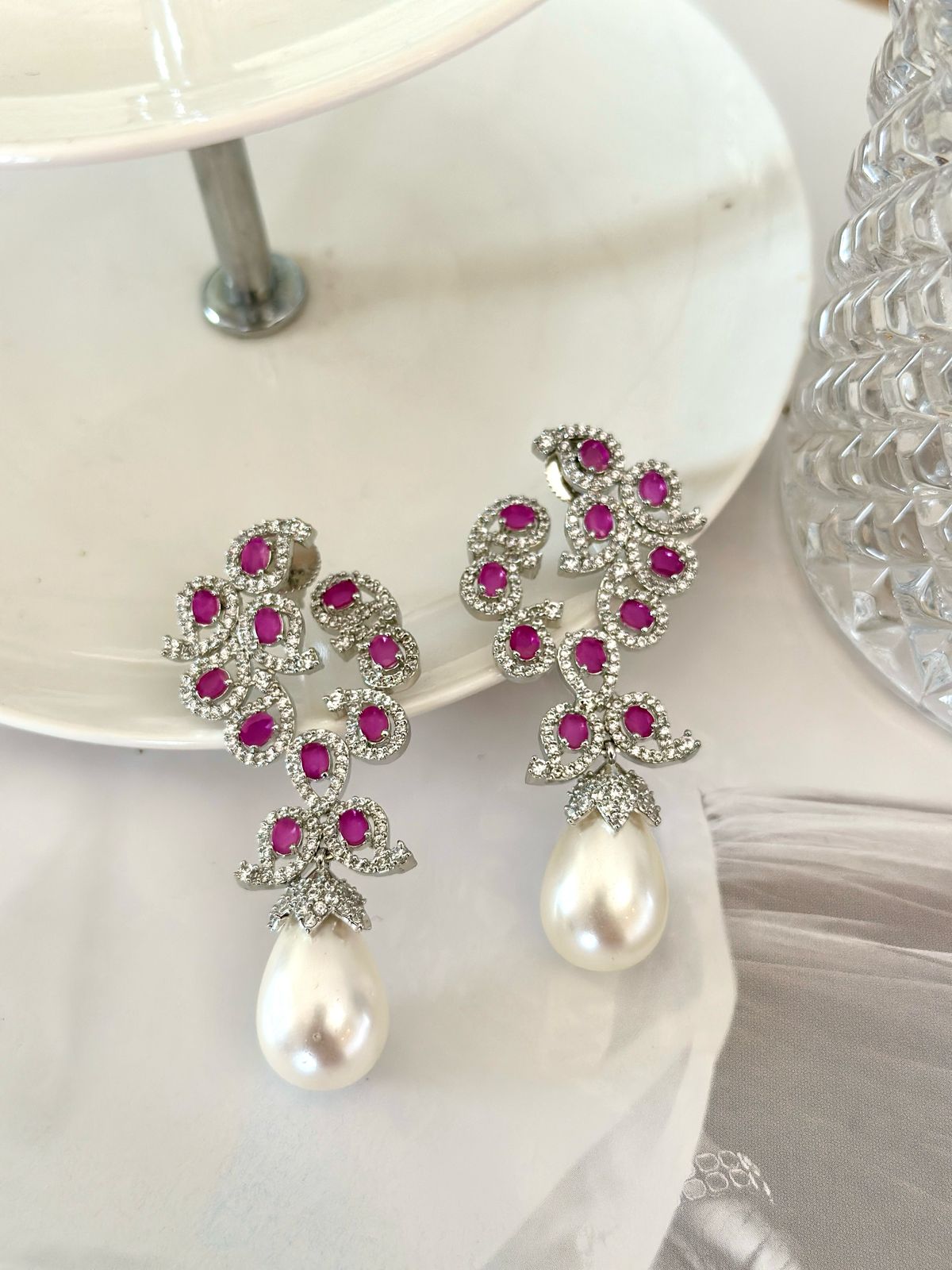 Pearl pink earrings